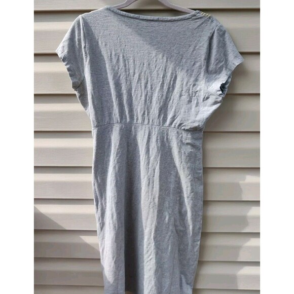BODEN Womens Gray T-Shirt Dress Embroidered Yellow Empire Waist US 12 L Long - Picture 4 of 9